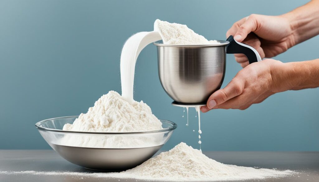 measuring flour with spoons